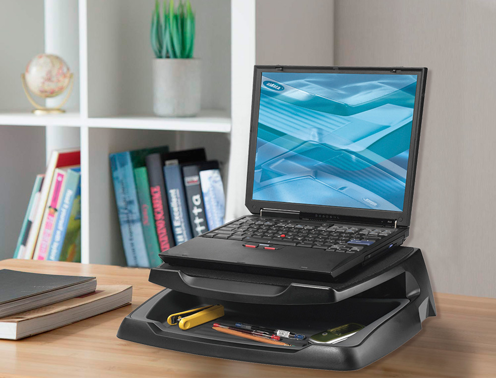 SUPPORT MONITEUR Q-CONNECT ÉCRAN PLAT ROBUSTE ESPACE RANGEMENT SUPPORTE 5KG