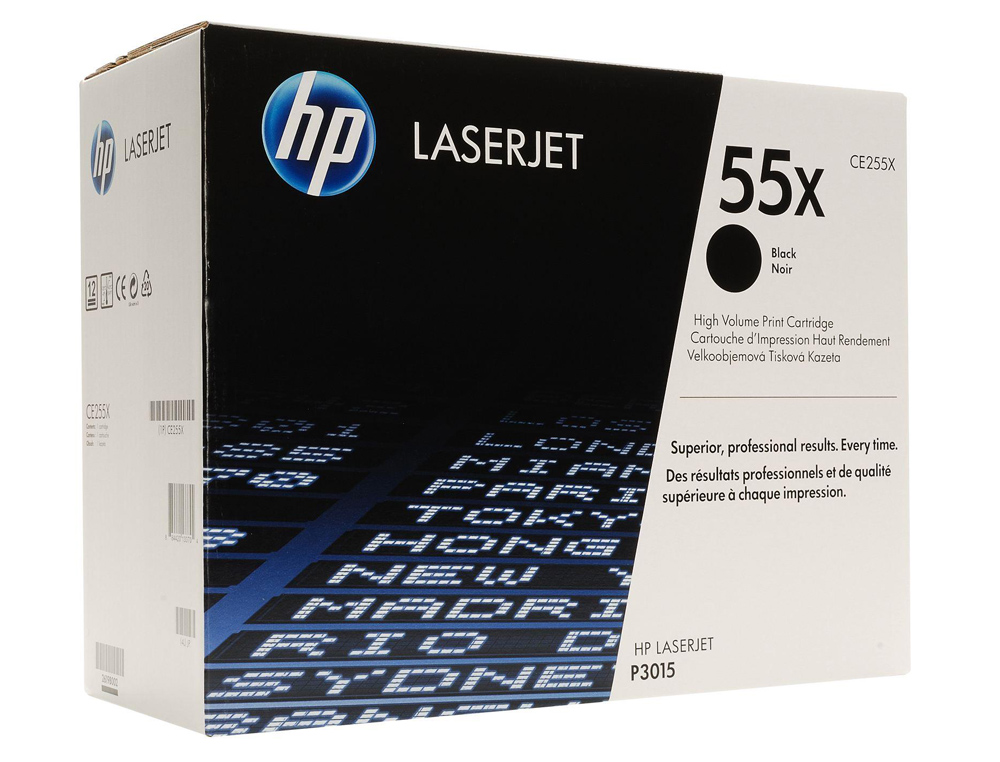 TONER LASER HP 55X CE225X POUR LASERJET ENTREPRISE P3015/D/DN/N/X COULEUR NOIR HAUTE CAPACITÉ 12500P