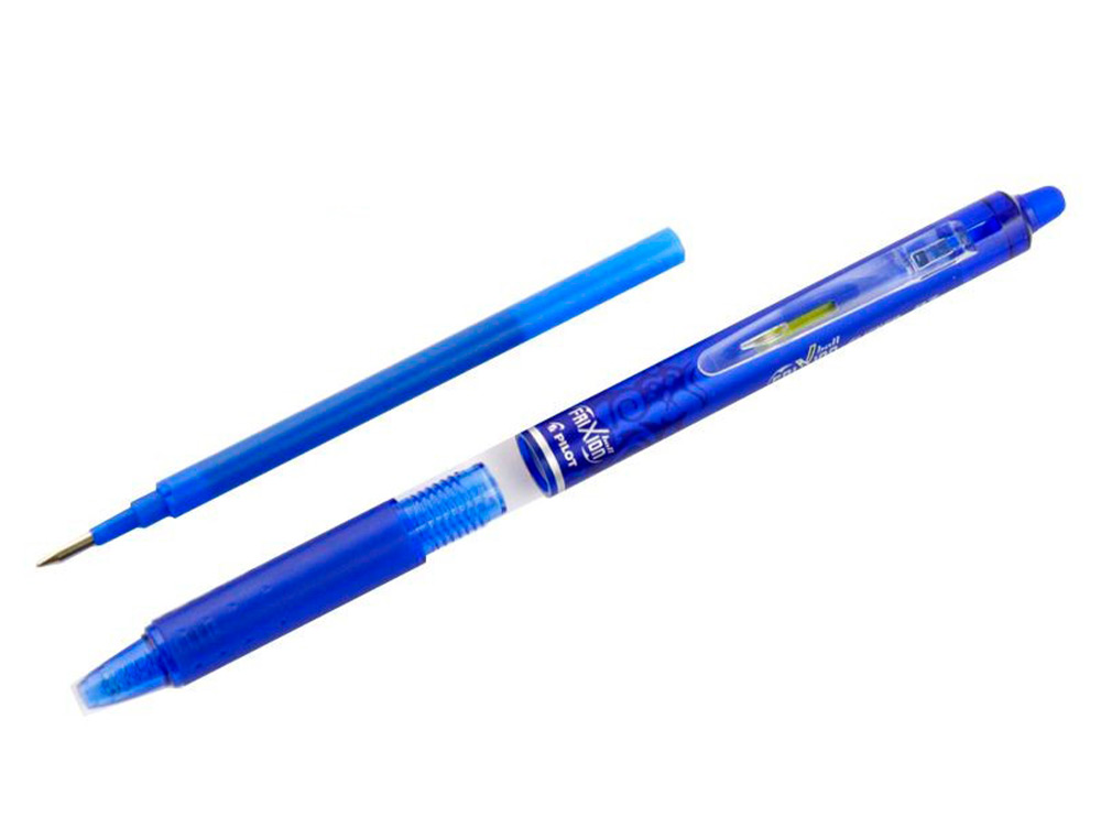 ROLLER PILOT FRIXION CLICKER CRITURE MOYENNE 0.35MM ENCRE EFFAABLE GOMME SERTIE GRIP PREHENSION RECHARGEABLE BLEU