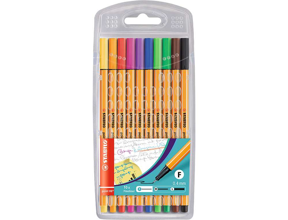 STYLO-FEUTRE STABILO POINT 88 CRITURE FINE 0.4MM 1000M POINTE GAINE MTAL POCHETTE 10 COLORIS ASSORTIS