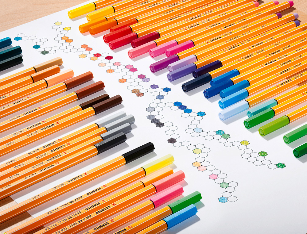 STYLO-FEUTRE STABILO POINT 88 CRITURE FINE 0.4MM 1000M POINTE GAINE MTAL POCHETTE 10 COLORIS ASSORTIS