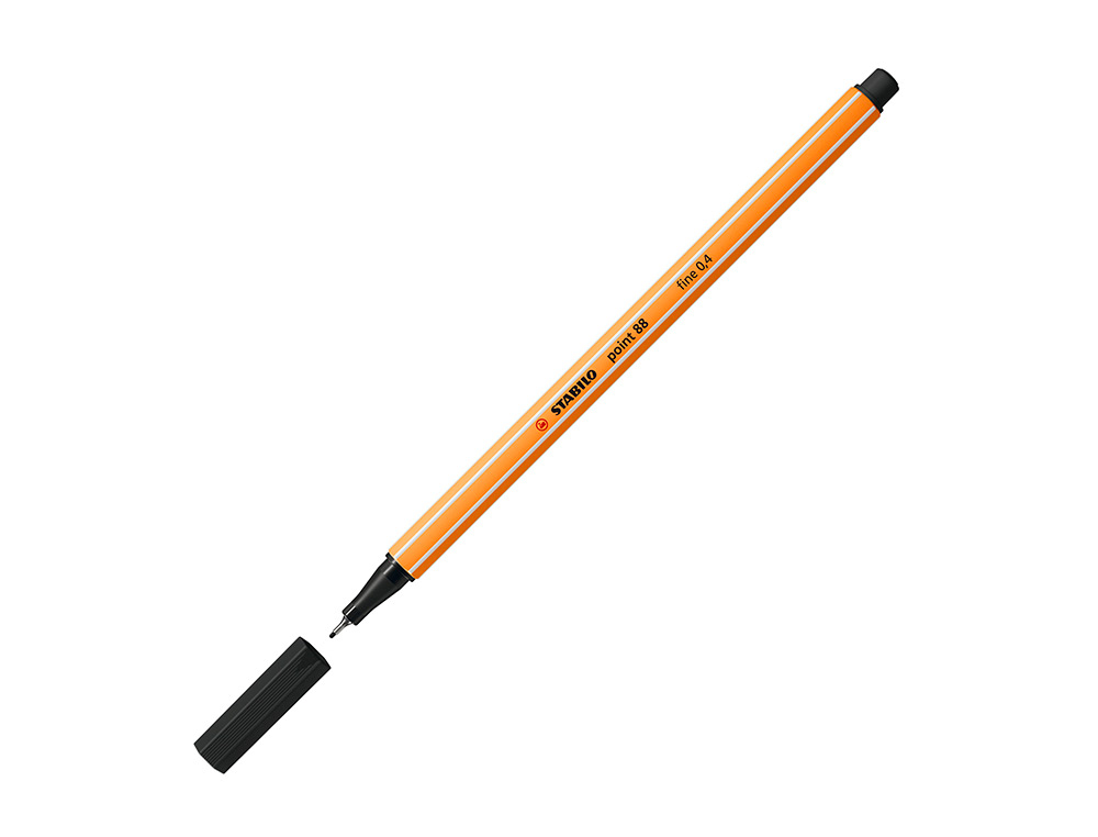 STYLO-FEUTRE STABILO POINT 88 ÉCRITURE FINE 0.4MM 1000M POINTE GAINÉE MÉTAL CORPS HEXAGONAL COLORIS NOIR