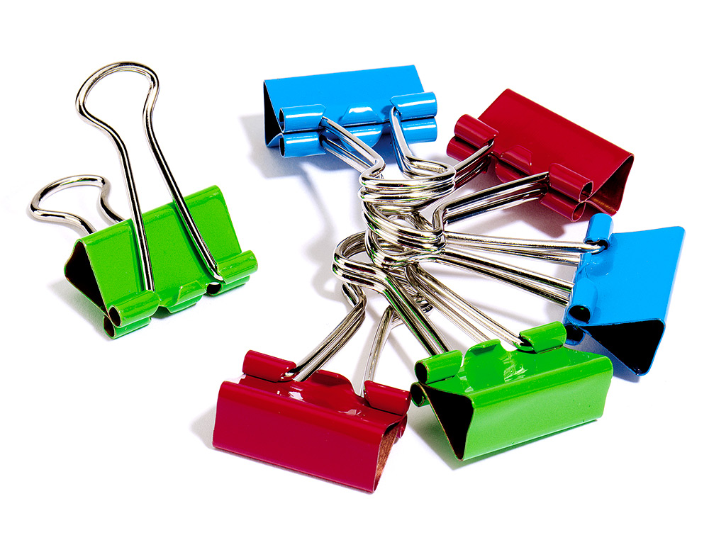 PINCE Q-CONNECT DOUBLE CLIP LARGEUR 19MM BOÎTE PLASTIQUE 6 UNITÉS COLORIS ASSORTIS