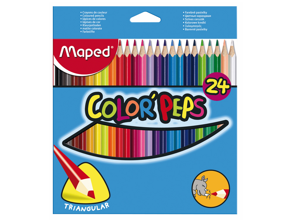 CRAYON COULEUR MAPED COLOR PEP'S TRIANGULAIRE MINE RSISTANTE COLORIS VIFS TUI CARTON 24 UNITS