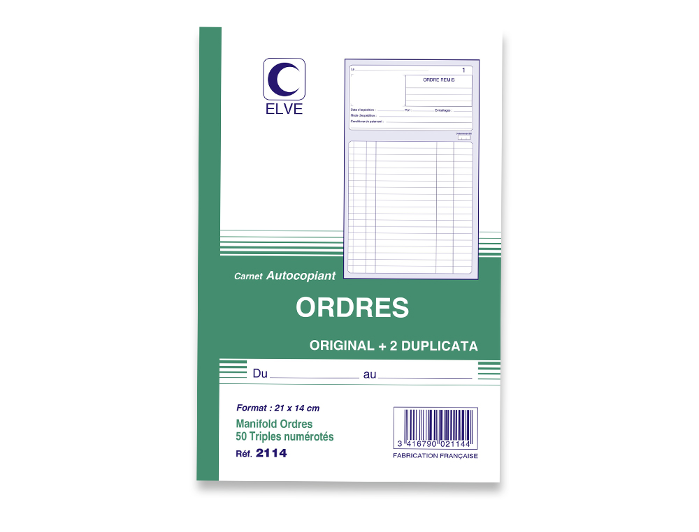 CARNET D'ORDRES LEBON VERNAY 14X21CM NCR 50 TRIPLIS