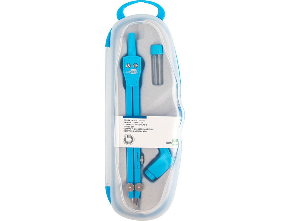 COMPAS LIDERPAPEL ARTICUL ADAPTATEUR UNIVERSEL CIRCONFRENCE 38CM LONGUEUR 14CM MINE 2MM TUI COLORIS ASSORTIS
