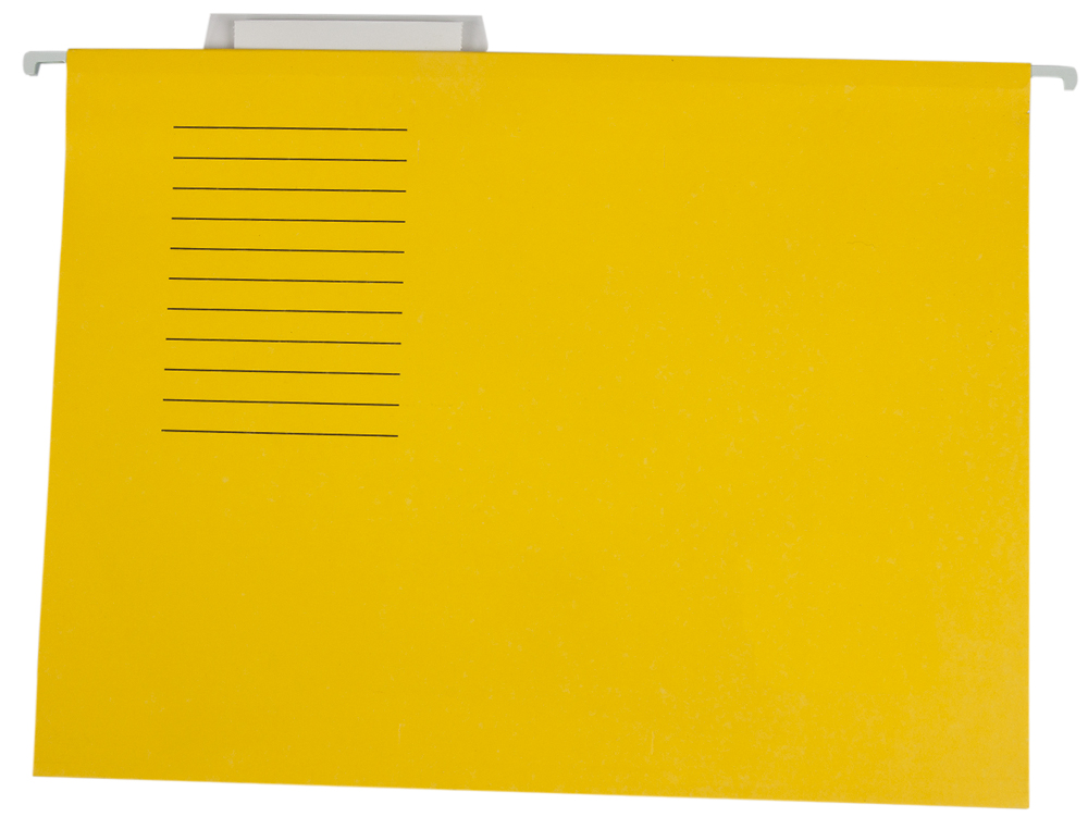 DOSSIER SUSPENDU LIDERPAPEL PAPIER CARTONNÉ KRAFT 250G A4 TIROIR VISEUR SUPÉRIEUR FOND V BAGUETTE MÉTALLIQUE JAUNE