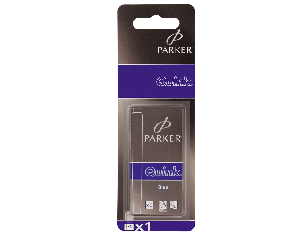 CARTOUCHE PARKER QUINK LONGUE ENCRE BLEUE EFFAABLE TUI 5 UNITS