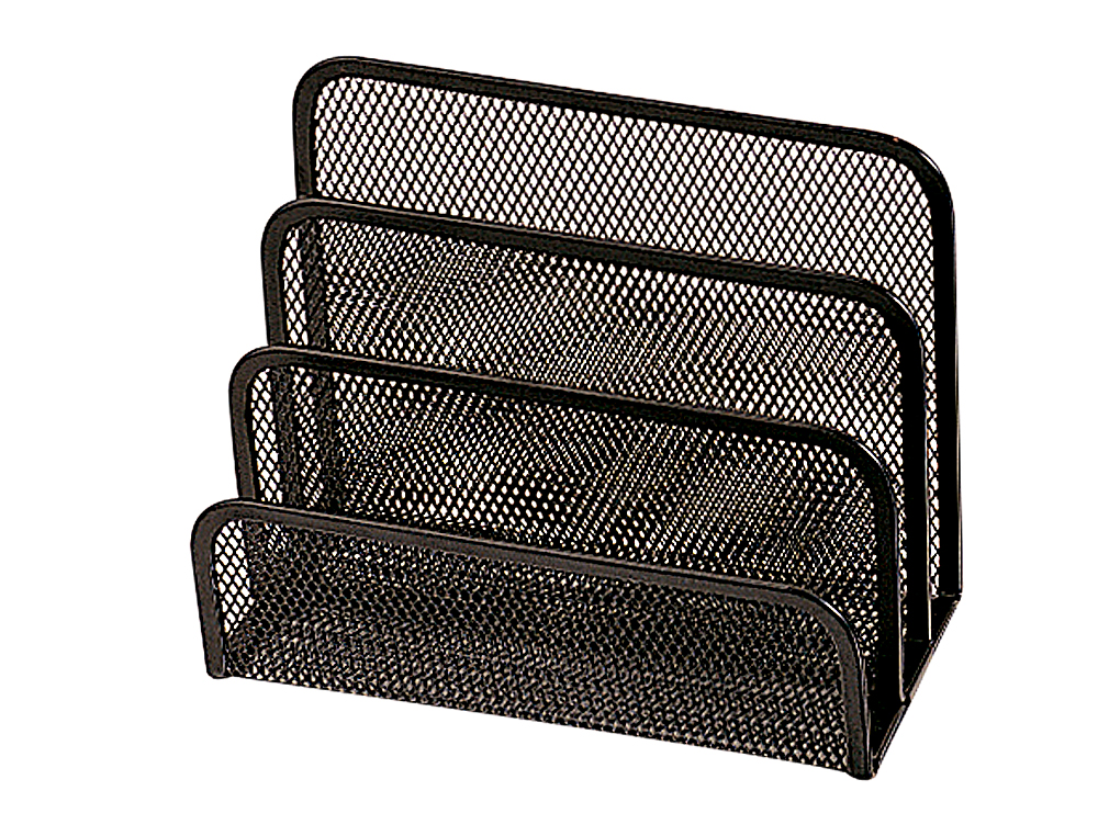TRIEUR ENVELOPPES Q-CONNECT MÉTAL MESH MAILLE MÉTALLIQUE 3 COMPARTIMENTS COURRIER 175X140X80MM COLORIS NOIR