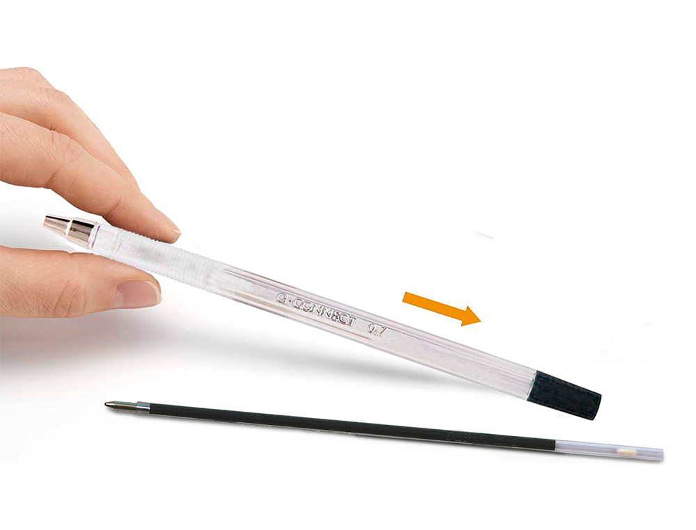 RECHARGE Q-CONNECT STYLO-BILLE SUR SOCLE ENCRE COULEUR NOIRE