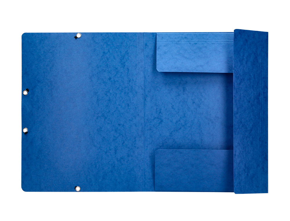 CHEMISE Q-CONNECT CARTE LUSTRE 375G POUR DOCUMENTS A4 320X243MM 3 RABATS COLORIS BLEU