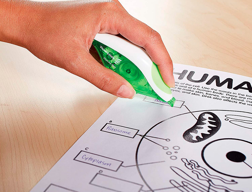 CORRECTEUR PAPER MATE DRYLINE GRIP DÉVIDOIR ERGONOMIQUE RUBAN 5MMX8.5M APPLICATION FRONTALE RÉÉCRITURE IMMÉDIATE