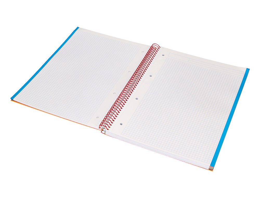CAHIER SPIRALE LIDERPAPEL JOLLY COUVERTURE CONTRECOLL A4 280P 75G/M2 5X5MM MICROPERFOR 4 TROUS COLORIS ORANGE