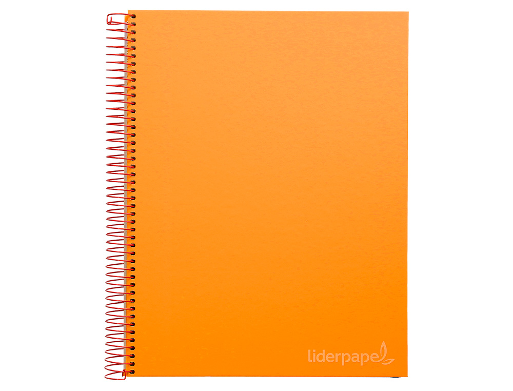CAHIER SPIRALE LIDERPAPEL JOLLY COUVERTURE CONTRECOLL A4 280P 75G/M2 5X5MM MICROPERFOR 4 TROUS COLORIS ORANGE