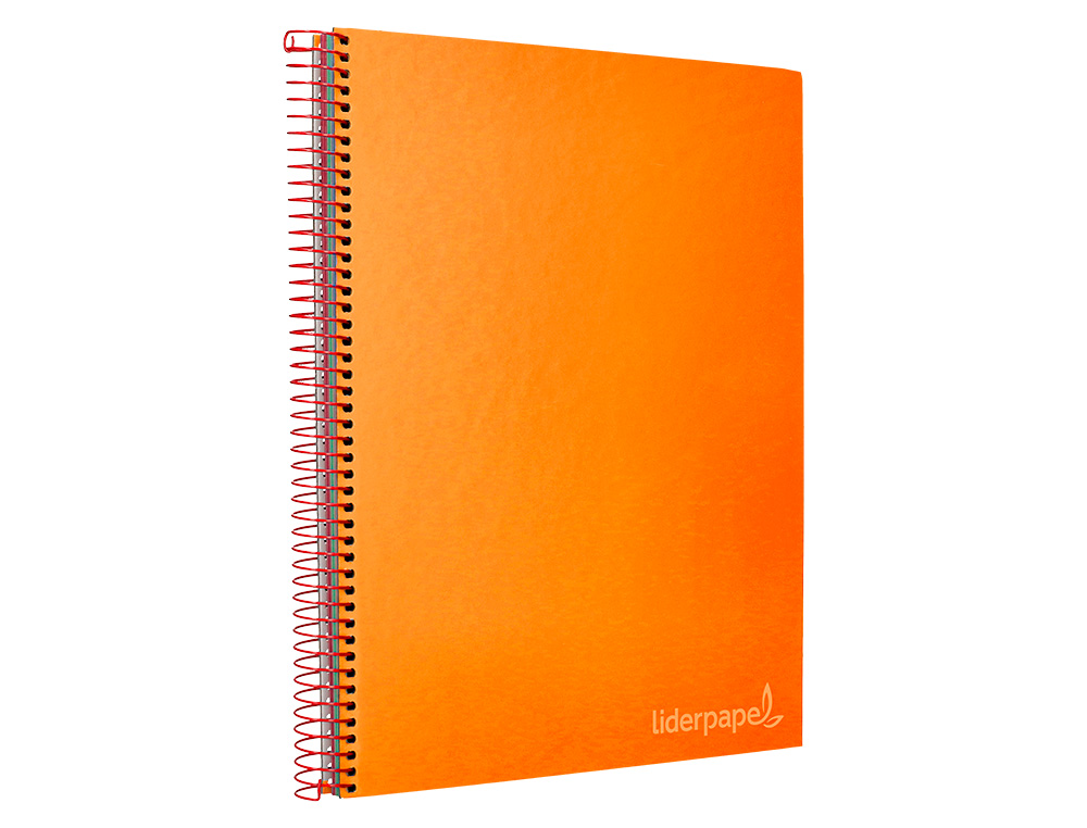 CAHIER SPIRALE LIDERPAPEL JOLLY COUVERTURE CONTRECOLL A4 280P 75G/M2 5X5MM MICROPERFOR 4 TROUS COLORIS ORANGE