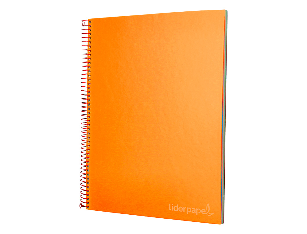 CAHIER SPIRALE LIDERPAPEL JOLLY COUVERTURE CONTRECOLL A4 280P 75G/M2 5X5MM MICROPERFOR 4 TROUS COLORIS ORANGE