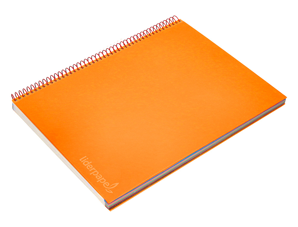 CAHIER SPIRALE LIDERPAPEL JOLLY COUVERTURE CONTRECOLL A4 280P 75G/M2 5X5MM MICROPERFOR 4 TROUS COLORIS ORANGE