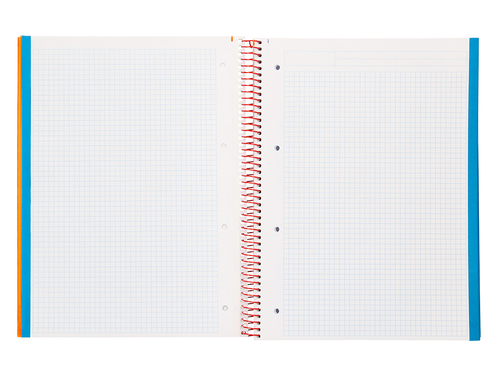 CAHIER SPIRALE LIDERPAPEL JOLLY COUVERTURE CONTRECOLL A4 280P 75G/M2 5X5MM MICROPERFOR 4 TROUS COLORIS ORANGE