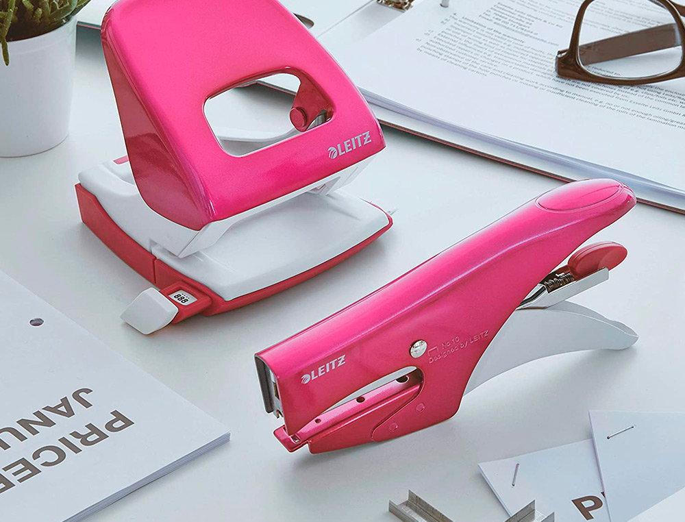 PINCE À AGRAFER LEITZ 5531 WOW MÉTAL 82X24X160MM 15F AGRAFES N.10 COLORIS ROSE MÉTALLISÉ