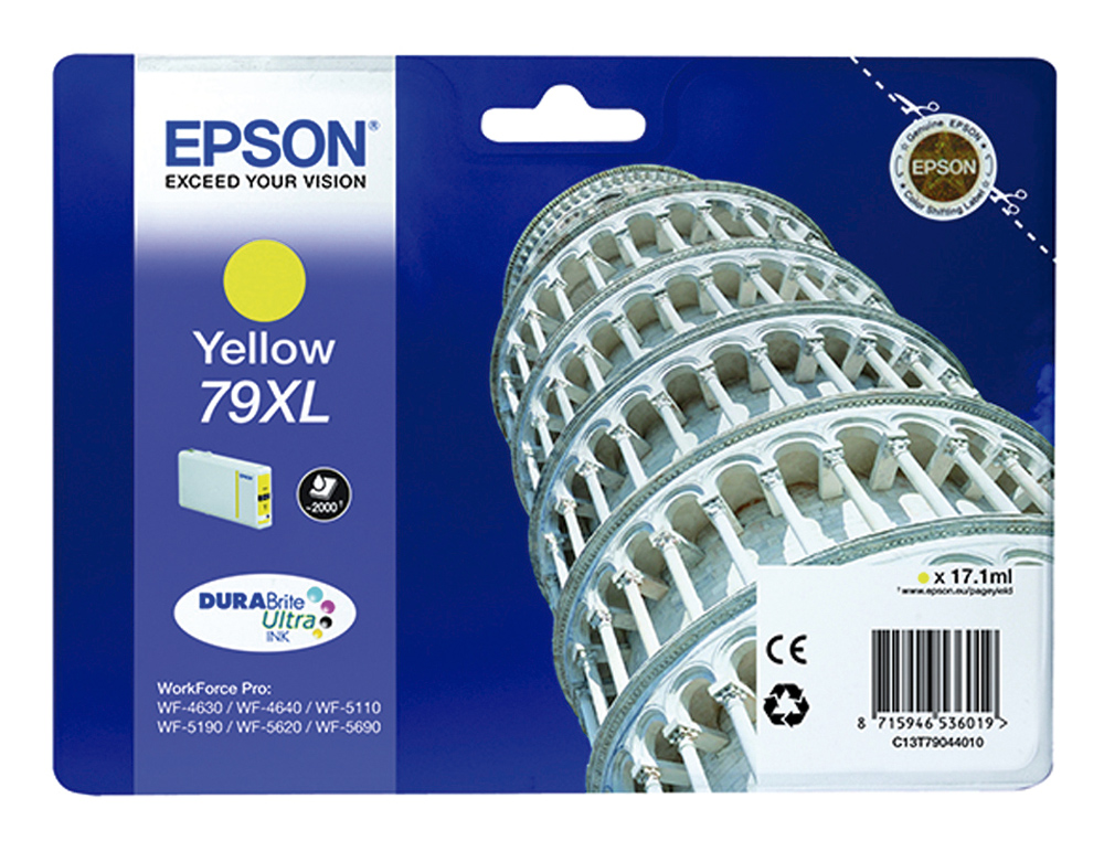CARTOUCHE EPSON T7904 JET D'ENCRE C13T79044010 COULEUR JAUNE HAUTE CAPACITÉ 2000P