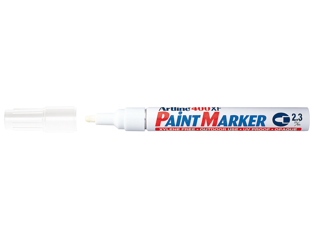 MARQUEUR ARTLINE PERMANENT PAINT MARKER 400 POINTE MOYENNE CONIQUE 2.3MM ENCRE PIGMENTE BASE D'HUILE COLORIS BLANC