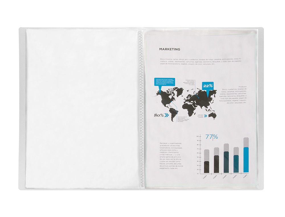 PROTGE-DOCUMENTS LIDERPAPEL POLYPROPYLNE COUVERTURE FLEXIBLE 30 POCHETTES FIXES A4 210X297MM TRANSPARENT