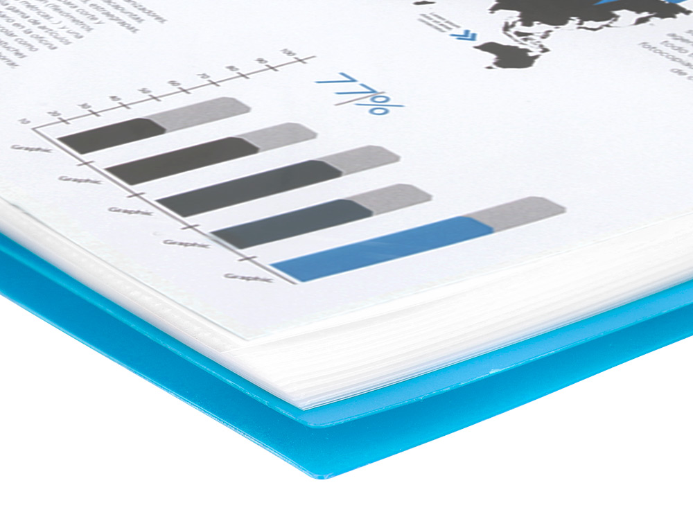 PROTGE-DOCUMENTS LIDERPAPEL POLYPROPYLNE COUVERTURE RIGIDE SPIRALE 10 POCHETTES FIXES A4 210X297MM COLORIS BLEU