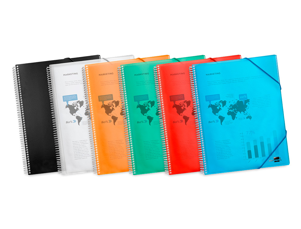 PROTGE-DOCUMENTS LIDERPAPEL POLYPROPYLNE COUVERTURE RIGIDE SPIRALE 10 POCHETTES FIXES A4 210X297MM COLORIS ORANGE