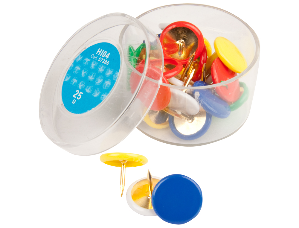 PUNAISE PLASTIFIÉE COLORIS ASSORTIS BOÎTE 25 UNITÉS