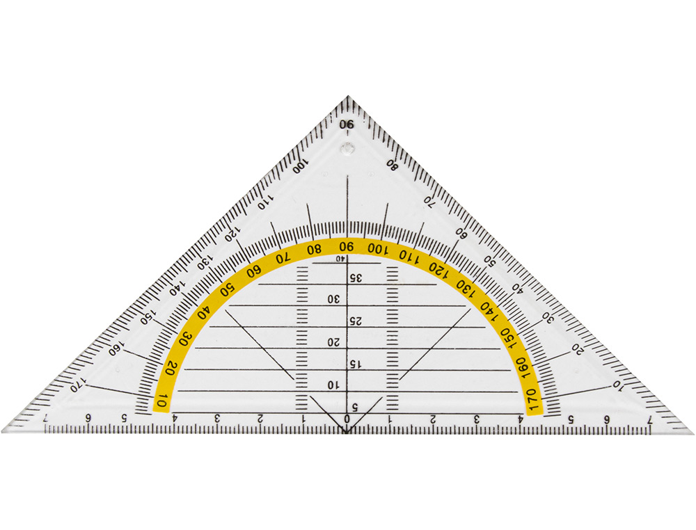 ÉQUERRE GÉOMÉTRIE LIDERPAPEL GRADUÉE LONGUEUR CÔTÉ MAJEUR 50CM DIMENSION HYPOTÉNUSE 16CM PLASTIQUE SANS PRÉHENSION FIXE