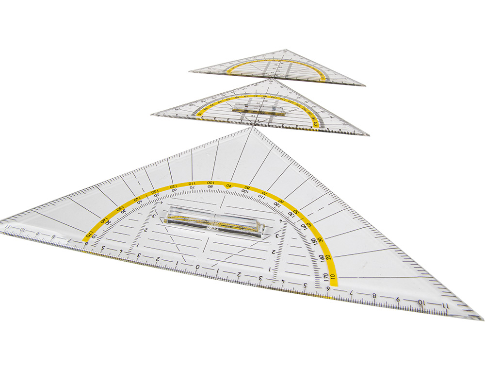 ÉQUERRE GÉOMÉTRIE LIDERPAPEL GRADUÉE LONGUEUR CÔTÉ MAJEUR 50CM DIMENSION HYPOTÉNUSE 16CM PLASTIQUE SANS PRÉHENSION FIXE