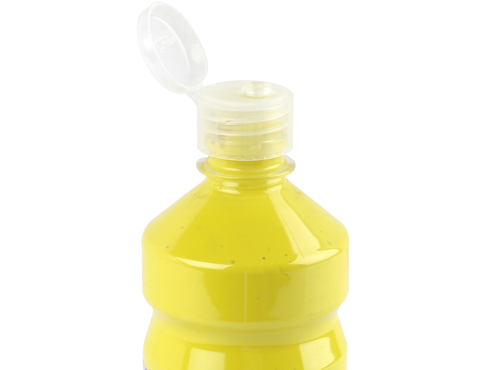 GOUACHE SCOLAIRE LIDERPAPEL LIQUIDE LAVABLE FERMETURE SÉCURITÉ BRILLANTE COLORIS JAUNE CITRON FLACON 500ML