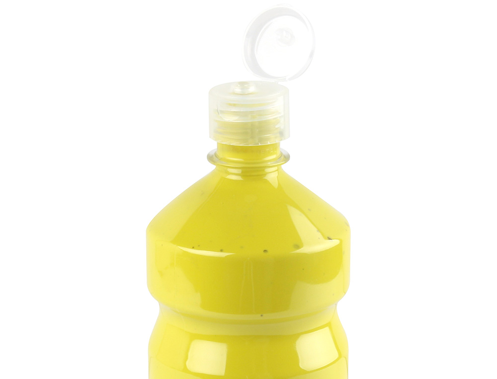 GOUACHE SCOLAIRE LIDERPAPEL LIQUIDE LAVABLE FERMETURE SÉCURITÉ BRILLANTE COLORIS JAUNE CITRON FLACON 1000ML