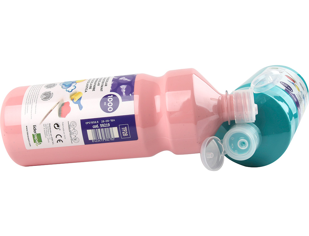 GOUACHE SCOLAIRE LIDERPAPEL LIQUIDE LAVABLE FERMETURE SÉCURITÉ BRILLANTE COLORIS ORANGE 1000ML