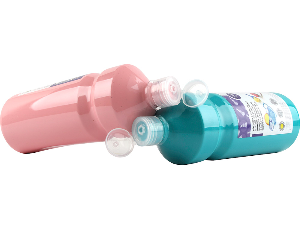 GOUACHE SCOLAIRE LIDERPAPEL LIQUIDE LAVABLE FERMETURE SÉCURITÉ BRILLANTE COLORIS LILAS FLACON 1000ML