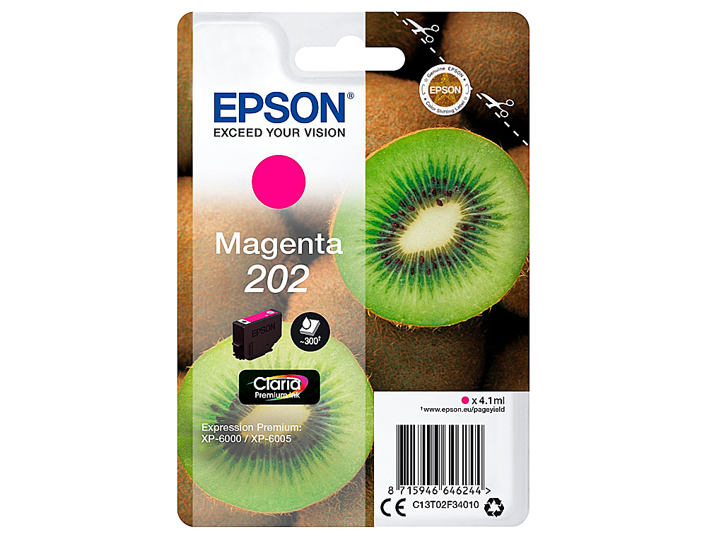 CARTOUCHE EPSON JET D'ENCRE 202 COULEUR MAGENTA 300P