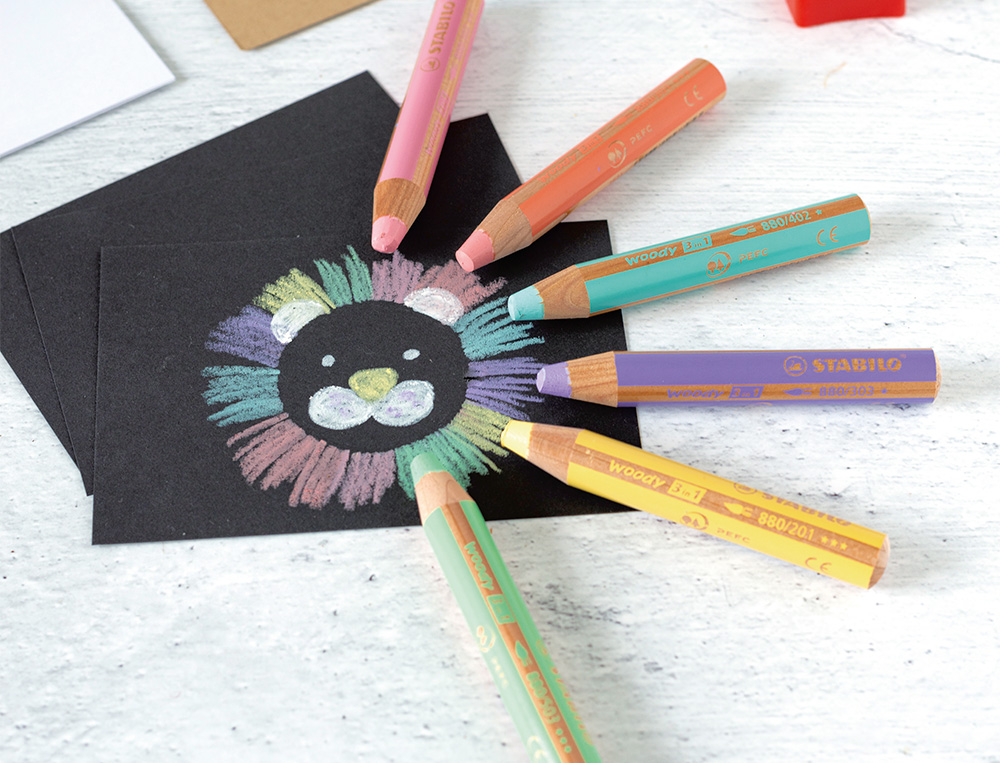 CRAYONS MULTI-TALENTS STABILO WOODY 3EN1 + 1                TAILLE-CRAYONS COLORIS        ASSORTIS PASTEL  ETUI CARTON