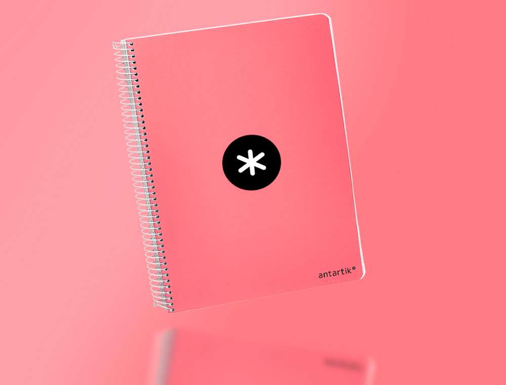 CAHIER SPIRALE ANTARTIK A5 240P 100G COUVERTURE          REMBORDEE SEYES MICROPERFORE  CORAIL