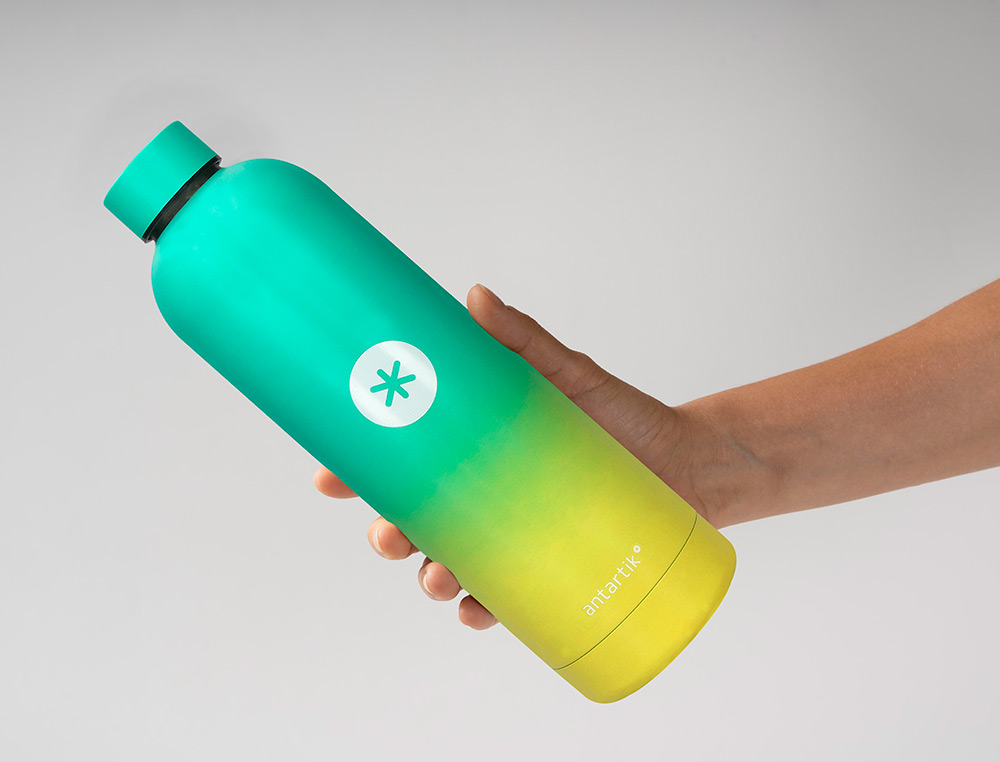 BOUTEILLE ISOTHERME ANTARTIK ACIER INOXYDABLE SANS BPA 750ML COLORIS VERT/JAUNE