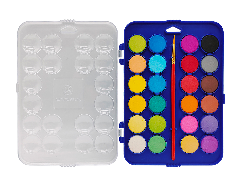 AQUARELLE LIDERPAPEL AVEC PALETTE ET PINCEAU INCLUS 24  COLORIS ASSORTIS