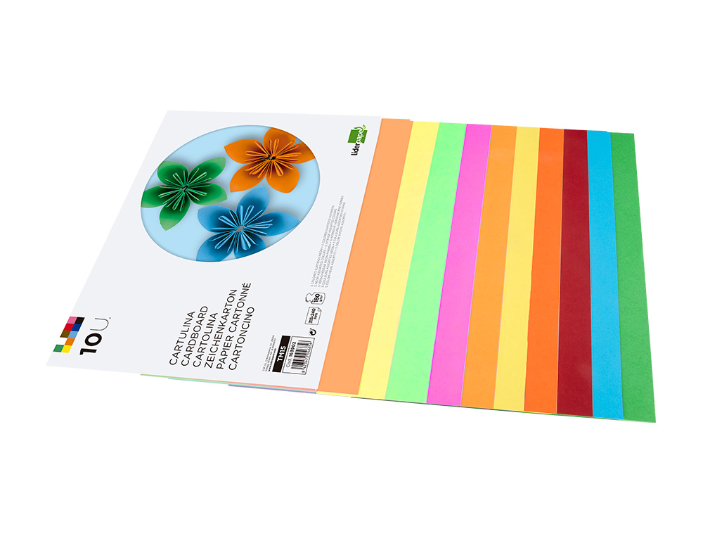 BLOC PAPIER DESSIN LIDERPAPEL 240X315MM 180G/M2 10F 5 COLORIS NEON + 5 COLORIS INTENSES ASSORTIS