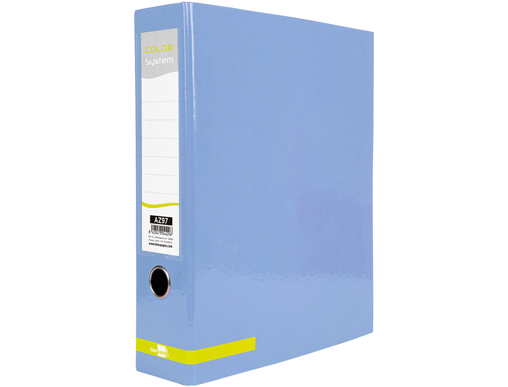 CLASSEUR A LEVIER LIDERPAPEL A4 COLOR SYSTEM DOS DE 80 MM COLORIS BLEU CIEL
