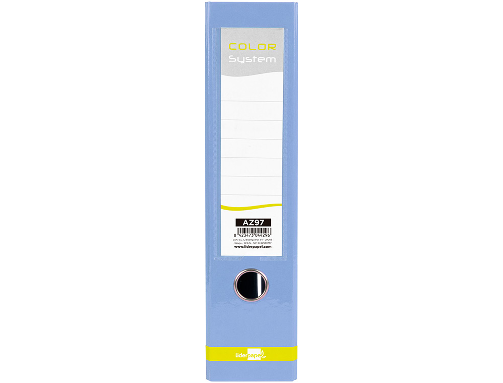 CLASSEUR A LEVIER LIDERPAPEL A4 COLOR SYSTEM DOS DE 80 MM COLORIS BLEU CIEL
