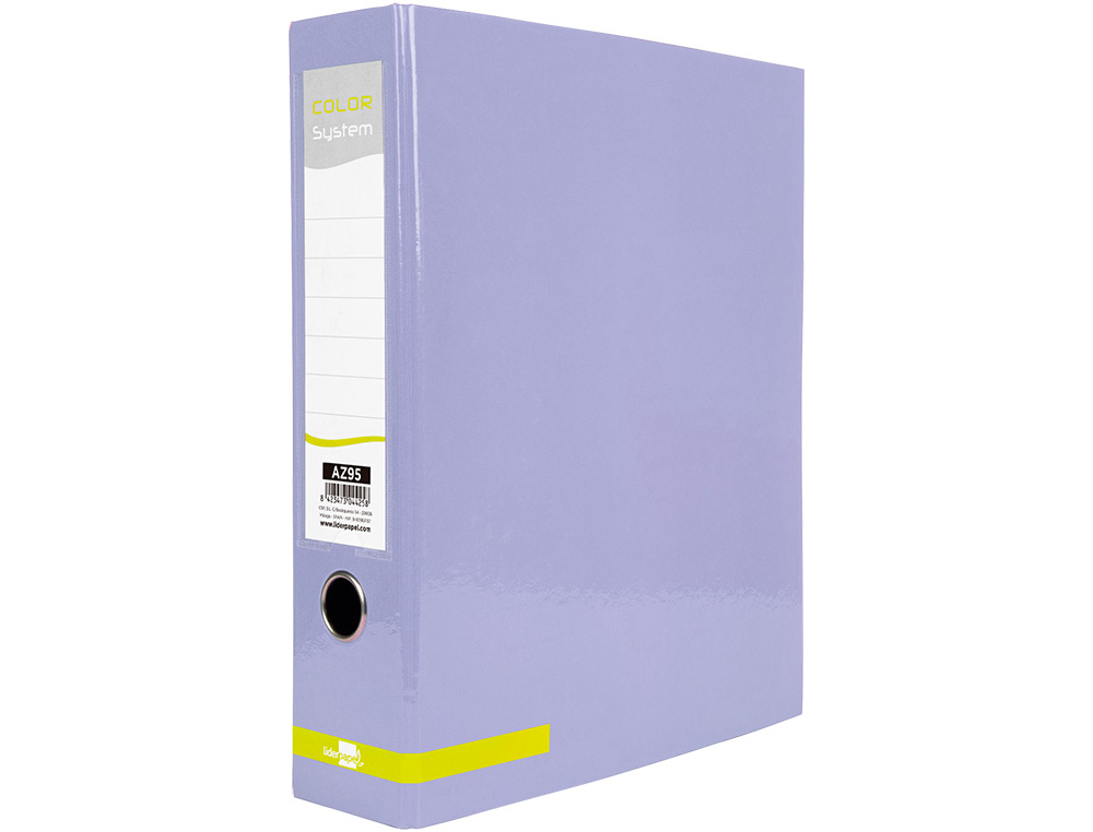 CLASSEUR A LEVIER LIDERPAPEL A4 COLOR SYSTEM DOS DE 80 MM COLORIS LAVANDE