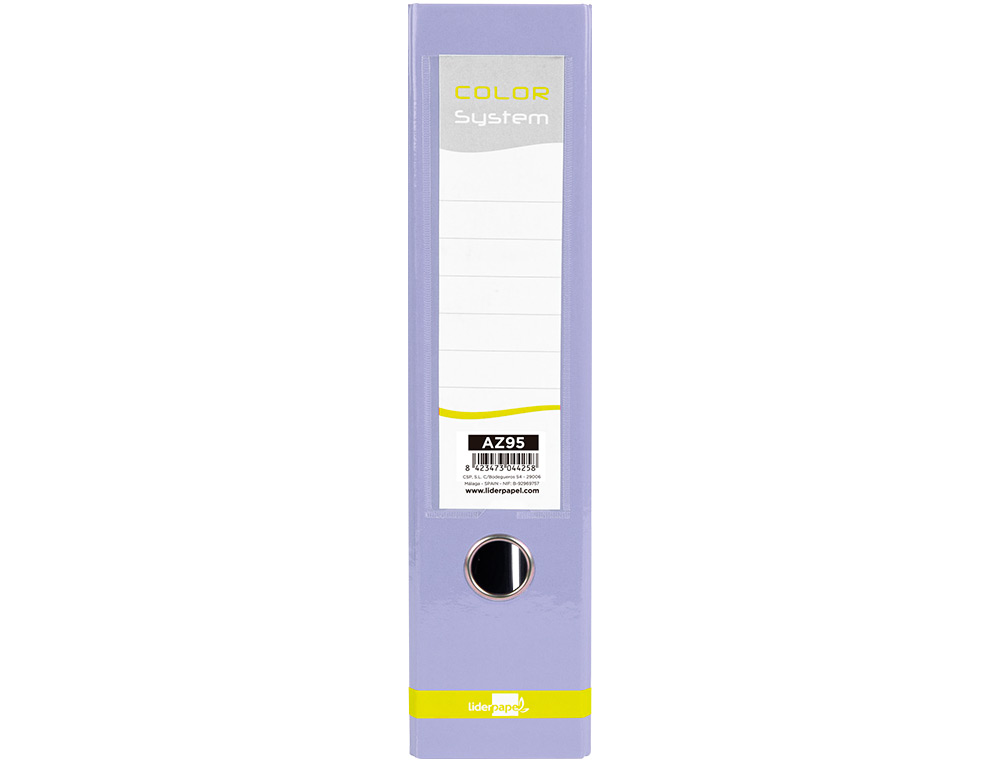 CLASSEUR A LEVIER LIDERPAPEL A4 COLOR SYSTEM DOS DE 80 MM COLORIS LAVANDE