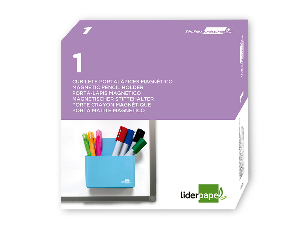 POT A CRAYONS LIDERPAPEL PLASTIQUE MAGNETIQUE 125X75X40 MM BLEU
