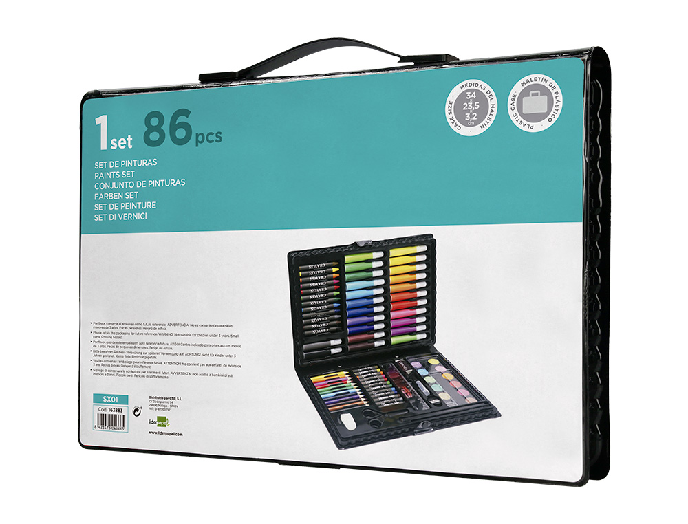 SET DE PINTURE LIDERPAPEL PLASTIQUE 86 PIECES ETUI DE   34X23X3,2 CM