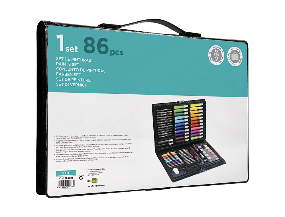 SET DE PINTURE LIDERPAPEL PLASTIQUE 86 PIECES ETUI DE   34X23X3,2 CM