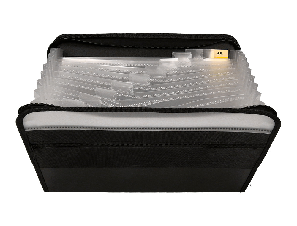 TRIEUR LIDERPAPEL 13 COMPARTIMENTS POLYPRO A4 FERMETURE ECLAIR COLORIS NOIR