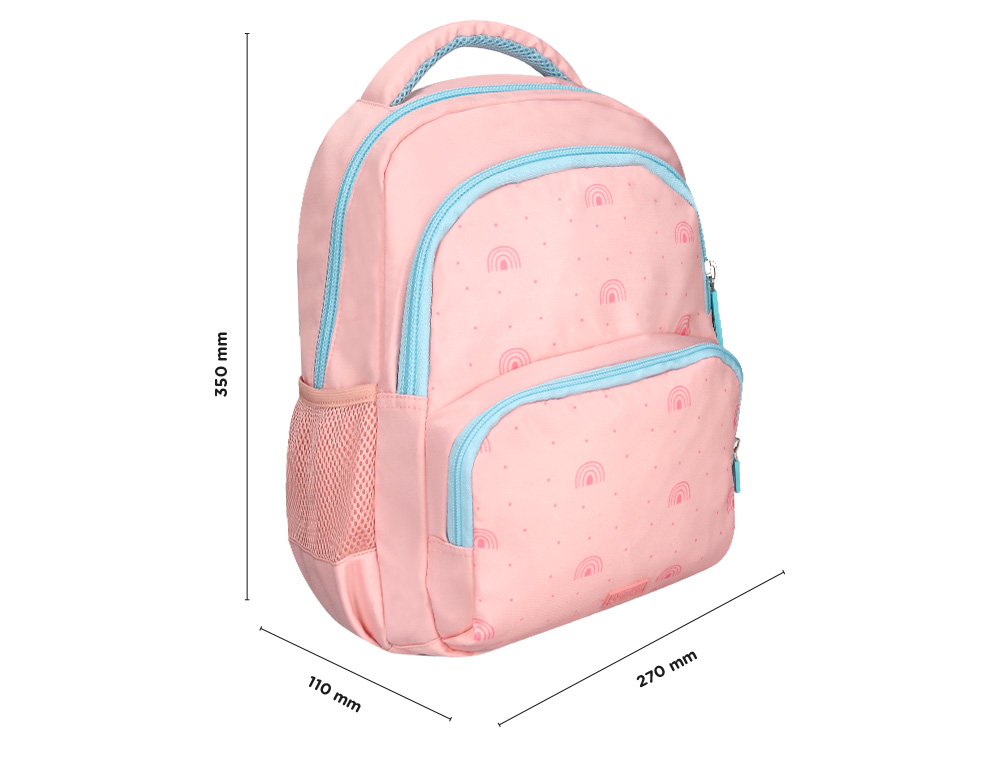 SAC A DOS LIDERPAPEL SCOLAIRE ARC-EN-CIEL 350X110X270MM     COLORIS ROSE